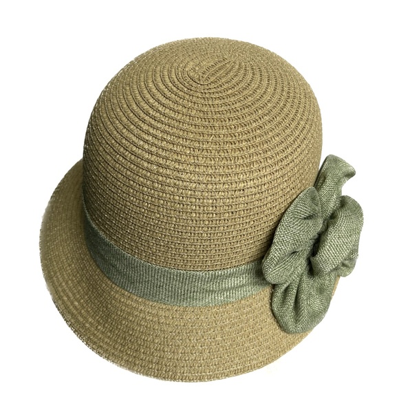 C.C Exclusives Sun Hat Green Large Flower Travel Beach One Size 90% Paper - Picture 4 of 6